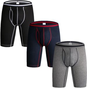 Lot de 3 caleçons à jambes longues pour hommes, slips en coton, multipack, pochette à mouche ouverte, sous-vêtements de sport, culottes pour hommes 230313