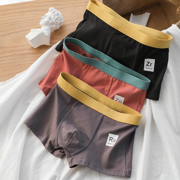 Caleçons 3 Pièces Hommes Culottes Hommes Sous-Vêtements Boxer Shorts Couleur Unie Sous-Vêtements Coton Été Mi Taille Culotte Respirant Vente 230327