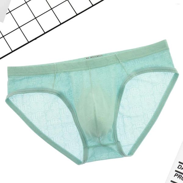 Sous-vêtements 3D U Convex Pouch Briefs pour hommes Sexy Ice Soie Mince Jacquard Transparent Tronc Jeunes Sous-vêtements respirants Gays Bulge Culotte