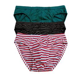 Sous-vêtements 3pack Slips en coton pour hommes Mode Stripe Sous-vêtements Respirant Body Mâle Confortable SXXL 231027