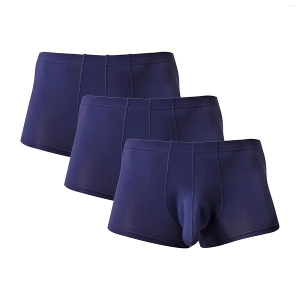 Sous-vêtements 3pc hommes Boxer Shorts hommes hommes Sexy solide éléphant nez culotte absorbant doux élastique sous-vêtements respirants