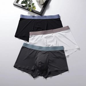 Sous-pants 3pcs Ice Silk Boxers Menles sans couture Men de sous-vêtements Men Male Shorts boxer Ultra-Thin Solid Mesh Breathable Man Cueca