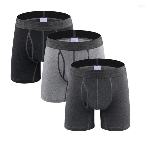 Calzoncillos 3 unids/lote de ropa interior Sexy de algodón para Hombre, Bóxer de pierna larga, bañadores, bolsa para pene, ropa de dormir para Hombre