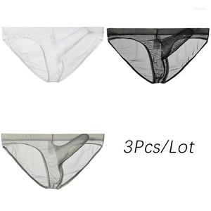 Onderbroek 3 stcs/lot mannen sexy ultradunne mesh ondergoed ondergoed Mens olifant neus uitstraling penis zakje slipje slipjes transparante mannelijke cueca