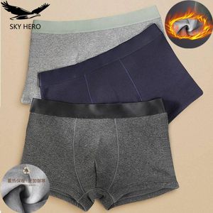 Caleçon 3 pcs/Lot sous-vêtement thermique hommes boxeurs culottes chaudes pour homme Shorts laine velours mâle hiver Boxer