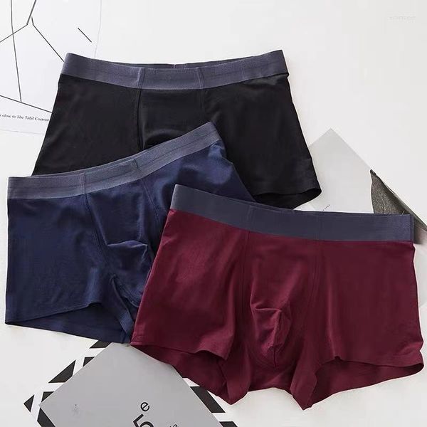 Caleçon 3 pièces hommes sous-vêtements glace soie Boxer Shorts couleur unie Ultra-mince respirant confortable sport garçons 2023 vente