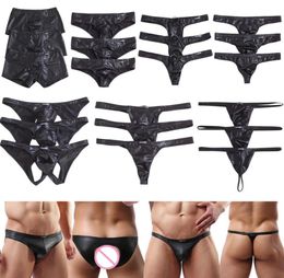 Sous-pants 3pcslots sexy mens sous-vêtements gSstrings jockstrap pu cuir string bikini briefs tback culotte gay strings latex culotte t9125162