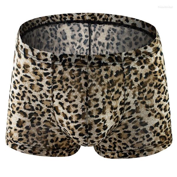 Calzoncillos 4 Color Animal Print Style Big Men Cock Pouch Lencería sexy Boxer Ropa interior Hombre Adulto Panites