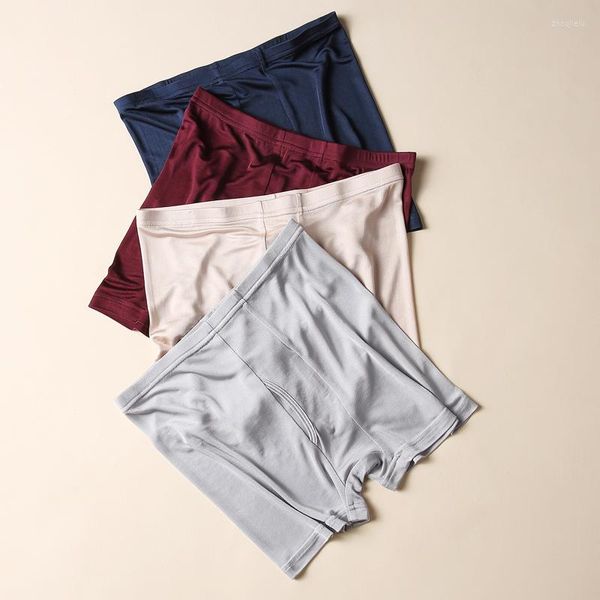 Lot de 4 caleçons pour homme 30 % soie véritable 70 % viscose Boxers Culottes Sous-vêtements Lingerie L XL 2XL 3XL 1060