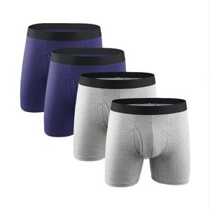 Onderbroek 4 Pack herenboxer -slips goede prestaties lange onderbroek vliegen vooraan met zakje katoen ondergoed 230503