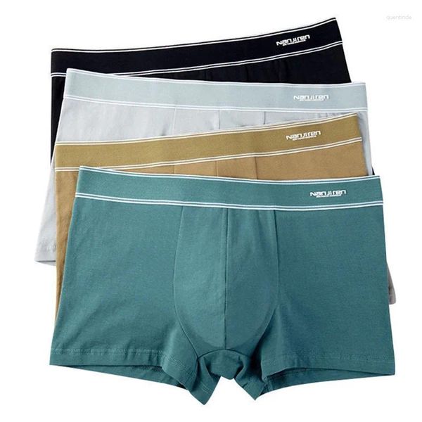 Calzoncillos Paquete de 4 calzoncillos tipo bóxer para hombre, ropa interior, calzoncillos tipo bóxer suaves de algodón, bragas transpirables de gran tamaño, pantalones cortos con bolsa 3D, bragas masculinas