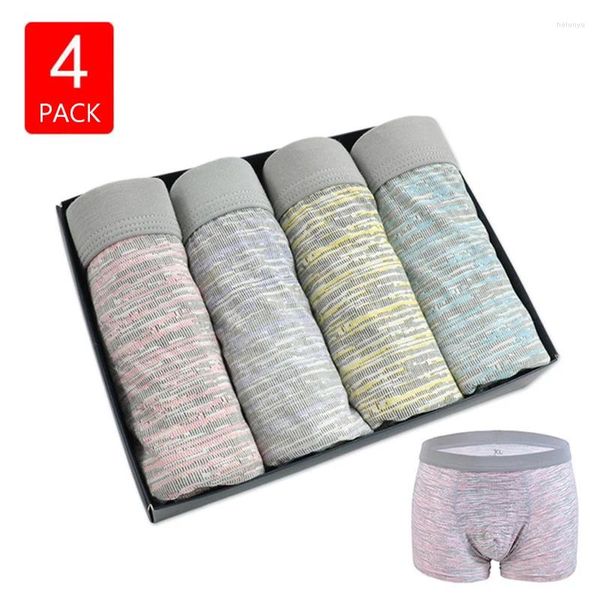 Calzoncillos 4-Pack Modal Ropa interior para hombres Suave Elástico Suelto Comfortble Boxer Hombres Boxeadores masculinos Caja de regalo Embalaje 1018