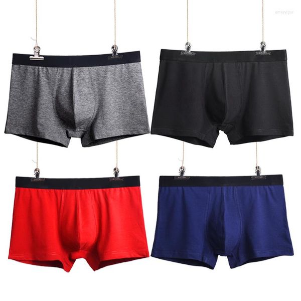 Calzoncillos 4 unids/lote ropa interior para hombre marca Boxer algodón transpirable Sexy Shorts U bolsa convexa 2022 hombres grandes hombre