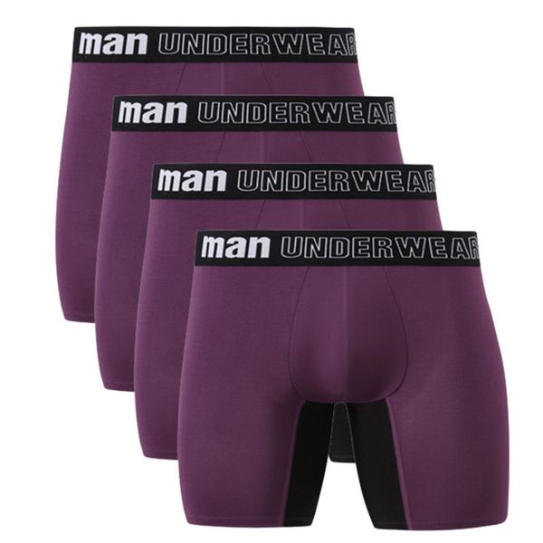 Slip 4 Pièce Grande Taille Hommes Culotte Sexy Sous-Vêtements Boxers Mémoires Culotte En Fibre De Bambou Couture Couleur Homme Sous-Vêtements Longs Garçon Sous-Vêtements 230607