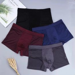 Sous-vêtements 4 pièces / lot Boxer en fibre de bambou pour hommes Sous-vêtements respirants Mesh Taille moyenne Boxers pour jeunes