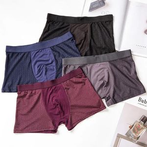 Sous-vêtements 4pc / lot sexy hommes culottes boxer slips pack sous-vêtements slip vente cadeau pour hommes homme calzoncillos bambou trou