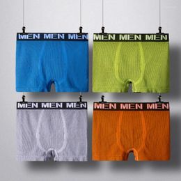 Sous-pants 4pcs / lot cmenin boxer des sous-vêtements pour hommes Boîtres respirants Couleur solide confortable M0047