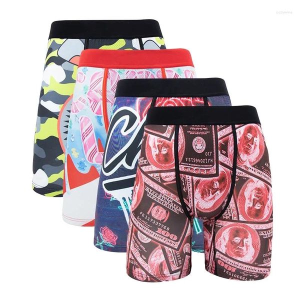 Calzoncillos 4pcs Fashion Print Men Underwear Boxer Boxer Cueca Masculino BoxerShorts BoxerShorts Sexy Briefs Boxers S-XXL Trunks