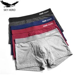 Sous-pants 4pcs / lot Mâle Male Boxer Shorts Homme Cotton Mens Boxers Men's Sbsal Pantes for Man Culotte Sky Hero Brands