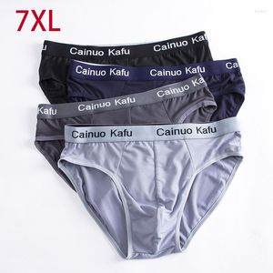 Caleçon 4 pcs/Lot sous-vêtements pour hommes mâle solide slips pour hommes bref bambou Fiber culotte hommes Bikini pantalon Sexy Plus M-7XL