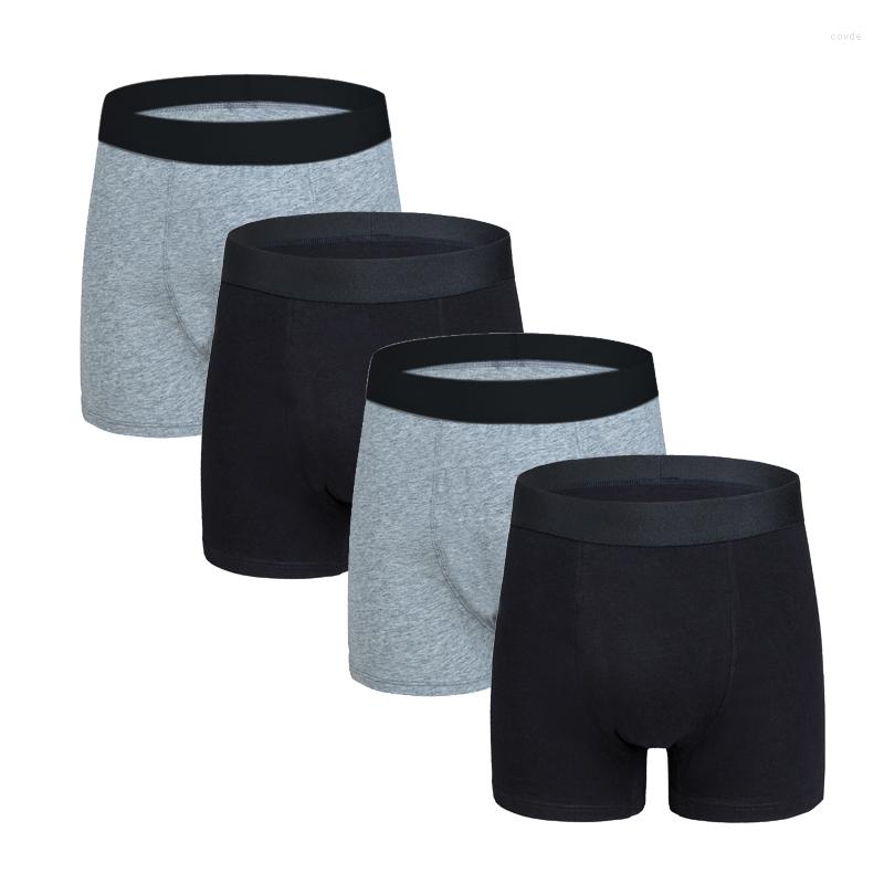 Underpants 4Pcs/lot Men Long Boxers Shorts Underwear Cotton Man Boxershorts Breathable Solid Gay Under Wear Cueca Boxer