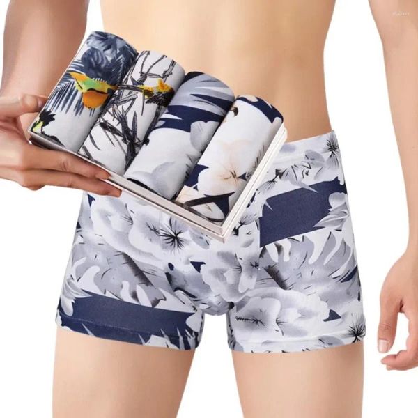 Sous-vêtements 4pcs / lot culottes pour hommes drôles doux hommes lingerie sexy U Bulge poche sous-vêtements homme