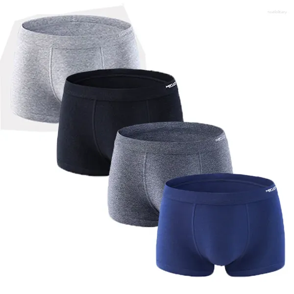 Calzoncillos 4 unids/lote bragas para hombres boxeadores sólidos ropa interior de algodón térmico para hombre transpirable Homme sexy suave flexible pantalones cortos masculinos