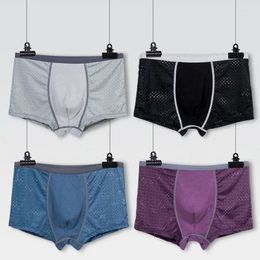 Sous-pants 4pcs / lot Summer Men's Underwear Man Boxer Mesh Breatchable Sexy Youth Boxershorts 2024 Fashion Ventilate Mâle Shorts