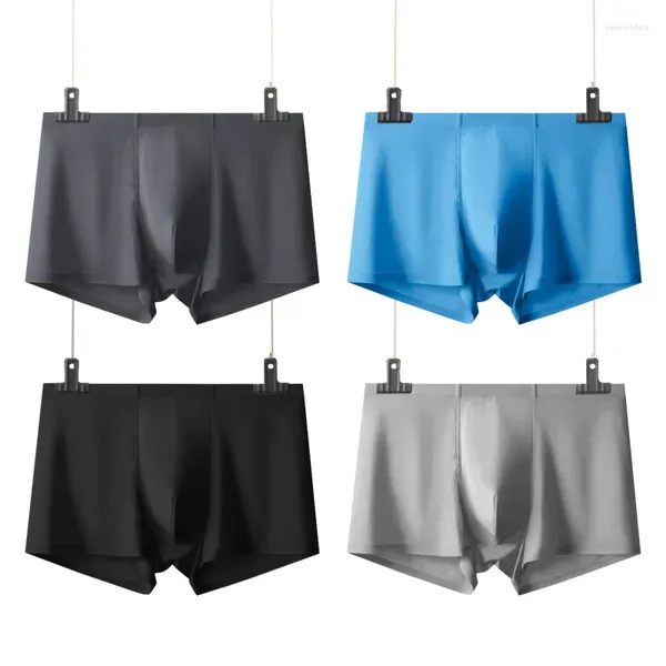 Sous-pants 4pcs / lots Men Boxer Shorts ultra-Thin Ice Silk Transparent sous-vêtements Sous-vêtements sans coure