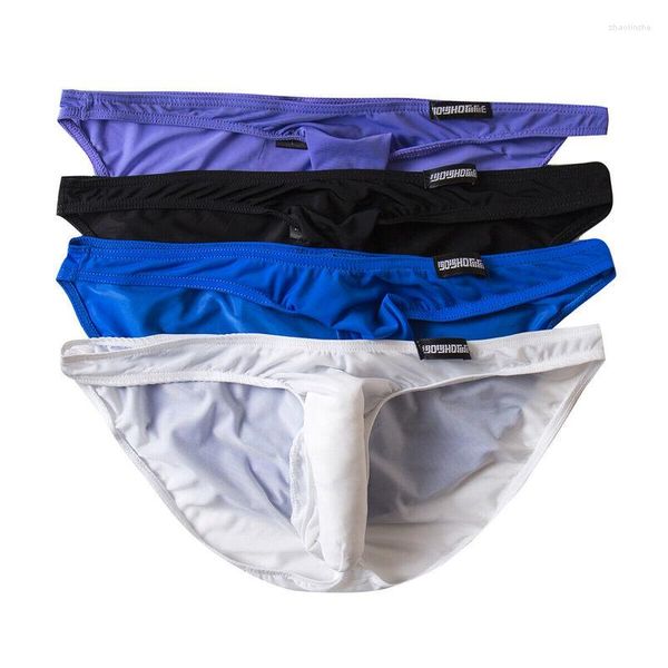 Calzoncillos 4 unids/lote, calzoncillos para hombre, bolsa para pene de elefante, Ropa Interior antideslizante, lencería con tirantes, Tanga Sexy erótico para hombre, Ropa Interior, bragas Gay