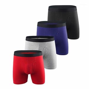 Calzoncillos 4 unids/lote ropa interior deportiva para hombre ropa interior Boxer de algodón para hombre pantalones cortos largos hombre lencería transpirable Homme bolsa Boxers para niño