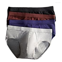 Sous-vêtements 4pcs Slips pour hommes Pantalons en coton Tête U-Pouch Respirant Taille moyenne Sous-vêtements élastiques