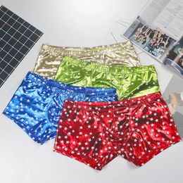 Sous-pants 4pcs Boîtres imprimés en sous-vêtements masculins Mentes Sexe Fashion Fashion Shorts sous-Panettes Satin Satin Shinning
