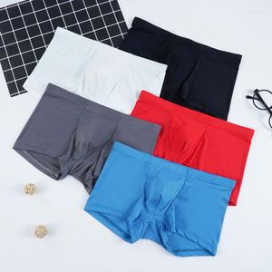 Onderbroek 4pcs mannen sexy zomer ijs zijden naadloos ondergoed heren boksers shorts man mannelijke ultradunne ademende slipje bokser-bokserslijsten