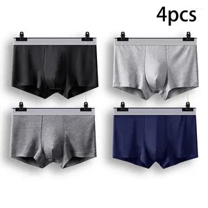 Sous-vêtements 4pcs Hommes Sous-vêtements Respirant Sexy Boxers Hommes Gris Confortable Solide Plus Taille BoxerShorts L-5XL