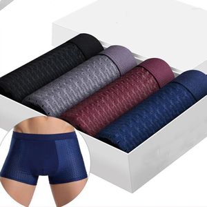 Sous-pants 4pcs Mens Underwear Boxers hommes Boxershort Paleties Man Boxeur Homme Calzoncillos Bamboo Fibre Mesh Designer 2024