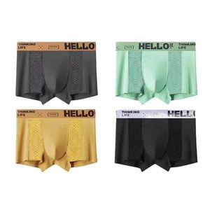 Sous-pants 4pcs Mens Sous-vêtements Sexy Boxer Mesh Breathable Mens Panties Couleur solide Boxer confortable Men de grande taille XS-XL Y240507