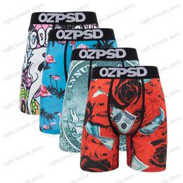 Mutande 4 pezzi stampa sexy intimo uomo boxer cueca slip maschile lingerie uomo mutande slip boxer sexy S-XXL T240118