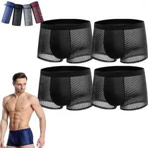 Sous-vêtements 4pcs Couleur Solide Ice Mesh Sous-vêtements Porte arrière pour hommes Japon