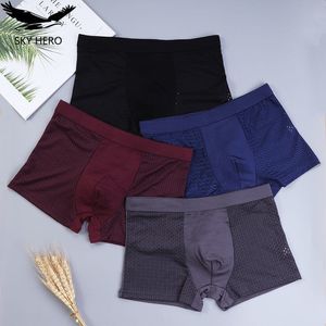 Calzoncillos 4pcslot Mens Bragas Ropa interior Boxers Hombre Shorts Slip Hombre Sexy Bolsa Classic Trunks Verano 4xl 5xl 6xl 7xl 8xl 230426