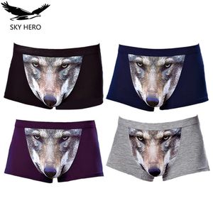 Calzoncillos 4pcsLot Bragas con un lobo Ropa interior masculina Boxer Shorts Modal Men Boxers Funny Soft Man Plus Tamaño 230826