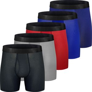 Onderbroeken 5-pack heren boxershorts mesh gebreid sneldrogend sport polyester geen rideup 6ondergoed met gulp voor heren y230824