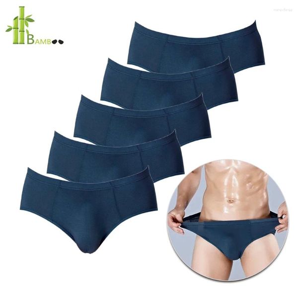 Calzoncillos 5 Pack Set Comfort Fibra de bambú suave Ropa interior sexy Calzoncillos para hombres Slim Fit Color sólido Pene masculino Tamaño grande para gimnasio Culturismo