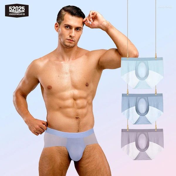 Calzoncillos 52025 Hombres Calzoncillos de nylon Ultra-Delgado Semi-Transparente Luz Enfriamiento Sin costuras Cómodo Un tamaño Slips Ropa interior Sexy