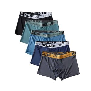 Sous-pants 5pcs / lot shorts boxer Ice Silk Mens Underwear Summer Breatchable Sous-Pants U Convex Lingerie Breathable Sexy Panties Y240507