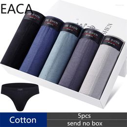 Sous-vêtements 5pcs / lot respirant hommes sous-vêtements slips hommes coton hommes body mâle confortable solide culotte