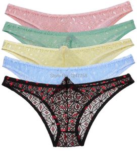 Onderbroek 5-stcs/lot herenbriefs pure rhombus mannelijke kanten ondergoed doorzichtige pouch bikinis mini broek