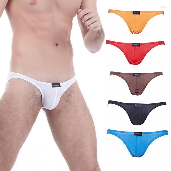 Slip 5 pièces sous-vêtements Sexy pour hommes taille basse Bikini slips respirant tongs G-String culotte exotique solide