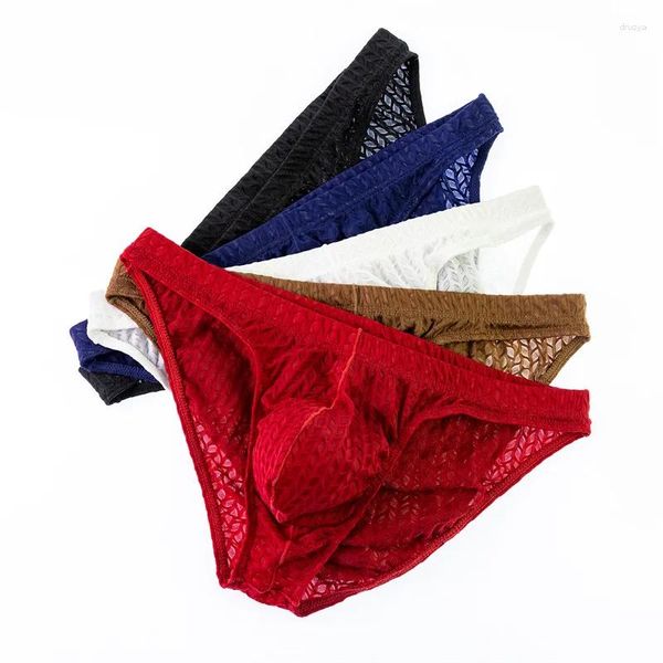 Calzoncillos 5 unids hombres calzoncillos ropa interior sexy nylon sólido suave encaje transpirable verano bikini jockstrap pantalones de tiro bajo troncos