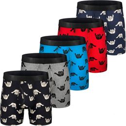 Sous-vêtements 5pcs Hommes Boxer Briefs Coton Sous-vêtements No Ride Up Regular Stretch Élastique Large Bande Y230824